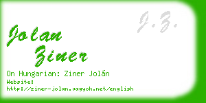 jolan ziner business card